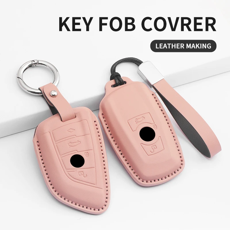 

TU Leather Car Key Case Cover For BMW X1 X3 X4 X5 X6 X7 F10 F20 F30 G20 G30 G01 F15 F16 G02 G05 Car Key Protector Shell