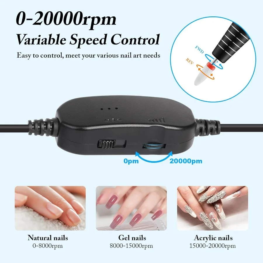 Ultra quiet and low vibration electric nail drill with portable design for crystal gel nails ideal manicure and pedicure polish