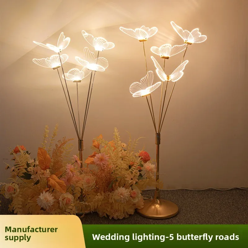 5-head-brushed-butterfly-acrylic-road-light-iron-plated-luminous-ornament-wedding-decoration-lighting