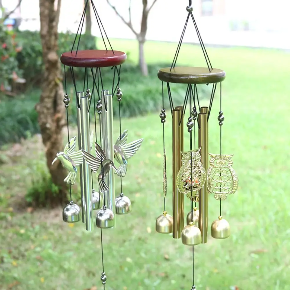 DIY Outdoor Copper Bells Wind Chimes DIY Hummingbird Hanging Ornament Owl Home Garden Yard Decoration
