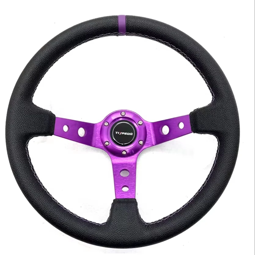 

TIYPEOR 350mm 14 Inch Custom PVC Purple Deep Wheel Racing Drift Universal JDM Car Steering Wheel