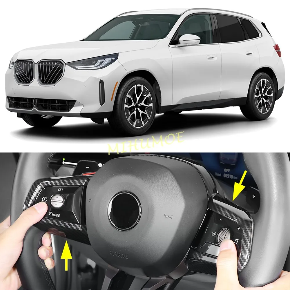 For 2023-UP BMW X3 530i 540i 740i 750i 760i i5 i7 G45 G60 G61 G70 Carbon Fiber Car Steering Wheel Switch Trims Decor Accessories
