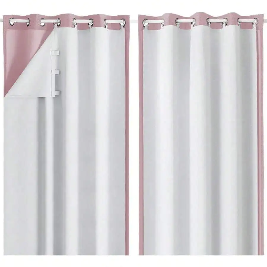 100% Blackout Greyish White Curtain Liners, 100% Darkening Thermal Insulated Blackout Curtain Liner For 84 Inch Living Room Curt