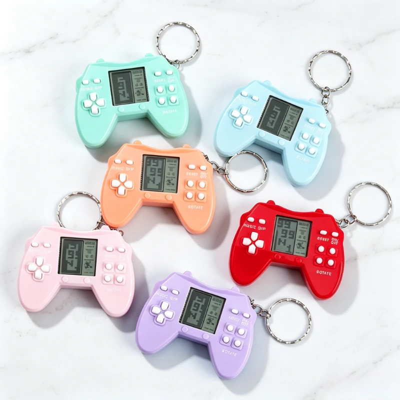Retro Game Mini Tetris Game Player Keyring Classic Pocket Handheld Electronic Game Console Adult Nostalgic Stress Toy