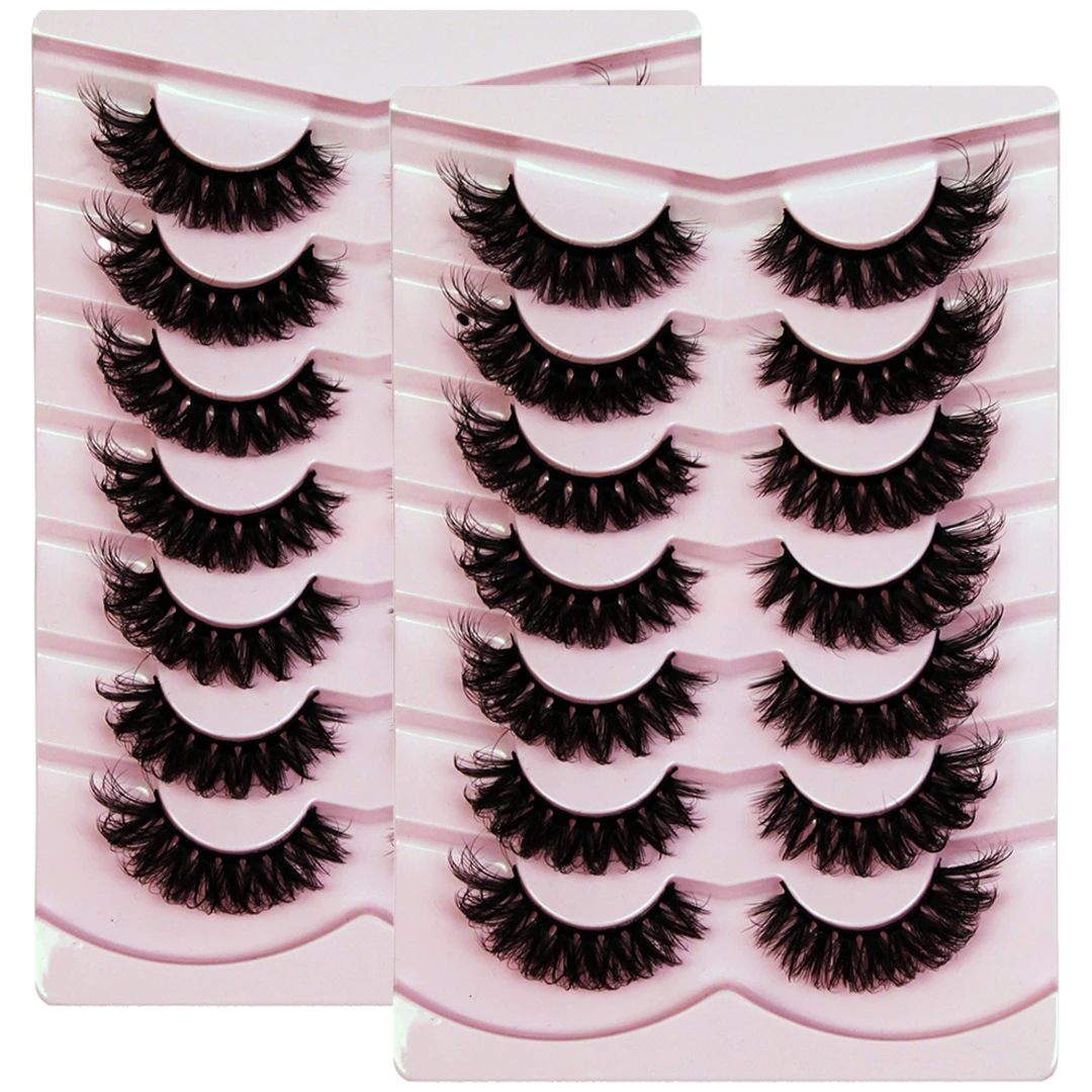 14 쌍/2 팩 가짜 속눈썹 희미한 속눈썹 자연스러운 가짜 속눈썹 고양이 눈 속눈썹 가짜 밍크 푹신한 스트립 가짜 속눈썹 팩
