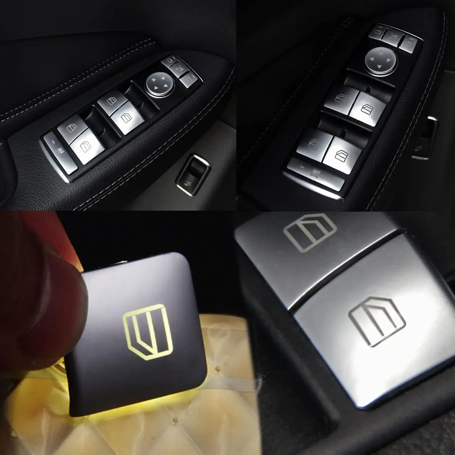 Car Steering Wheel Button Door Unlock Memory Button Window Lift Button Sticker Fit For Mercedes Benz C E Class W204 W212