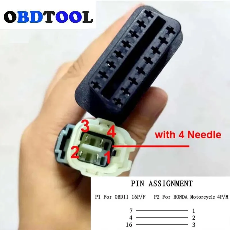 OBD 오토바이 케이블, 혼다 4 핀 플러그 케이블, 진단 케이블 4 핀-OBD2 16 핀 어댑터, 오토바이 스캐너 변환 커넥터