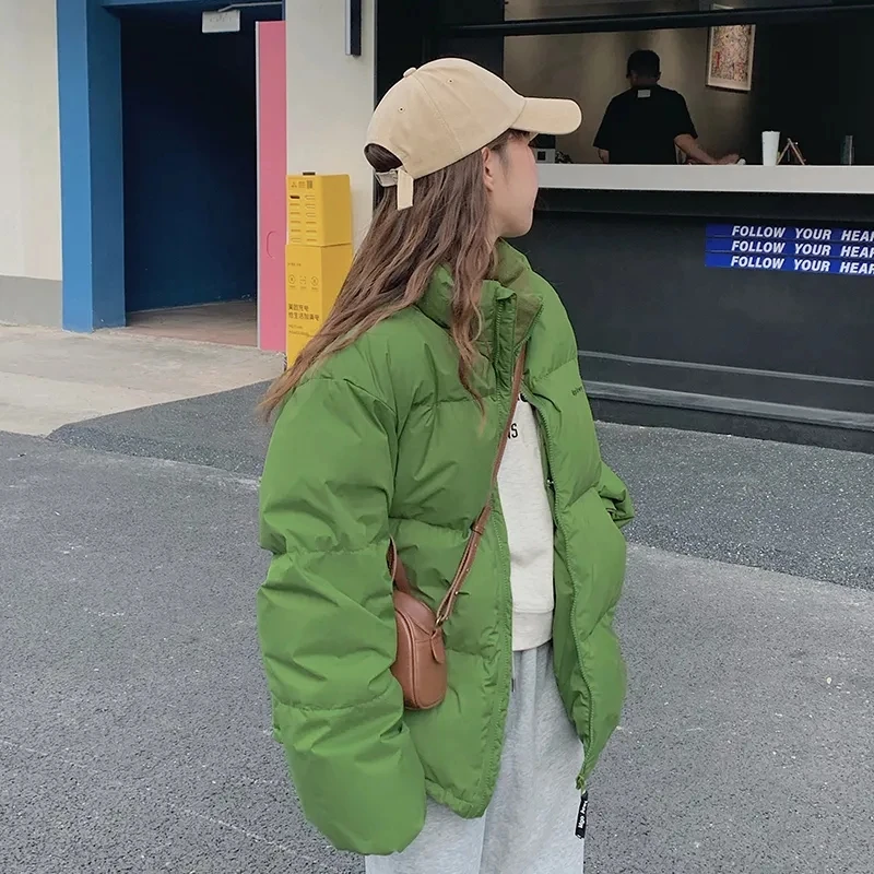 

Хлебная куртка с воротником-стойкой, хлопковая женская короткая зимняя куртка 2024, новая корейская версия, студенческое свободное толстое пальто в парном стиле