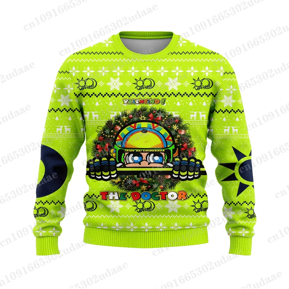 2024 Nieuwe Stijl Motorfiets NIEUWE Valentino Rossi Fan Liefhebbers Lelijke Kerst Sweatshirt heren en dames Trui Top Truien