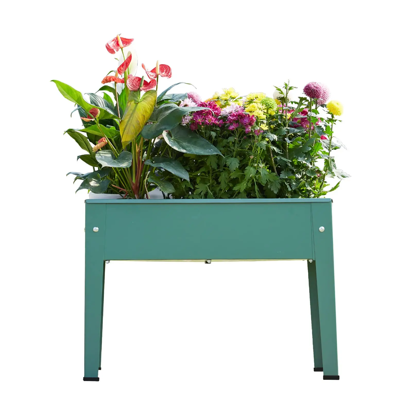 

Elevated Metal Planter Box With Legs Standing Garden Bed Drainage Holes
