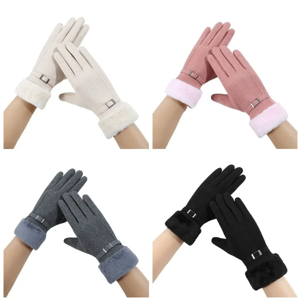 Fashion Warm Winter Women Gloves Touch-screen Cold-proof Full Finger Mittens Thicken Soft Driving Gloves Gift