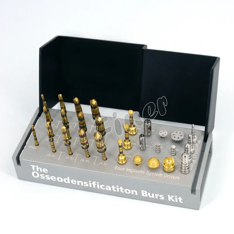 29pcs Osseodensification Burs Kit Dental Implant Drills with Bone Saw Disk Membrane Diamond Coated Bur Drills Tissue Punch