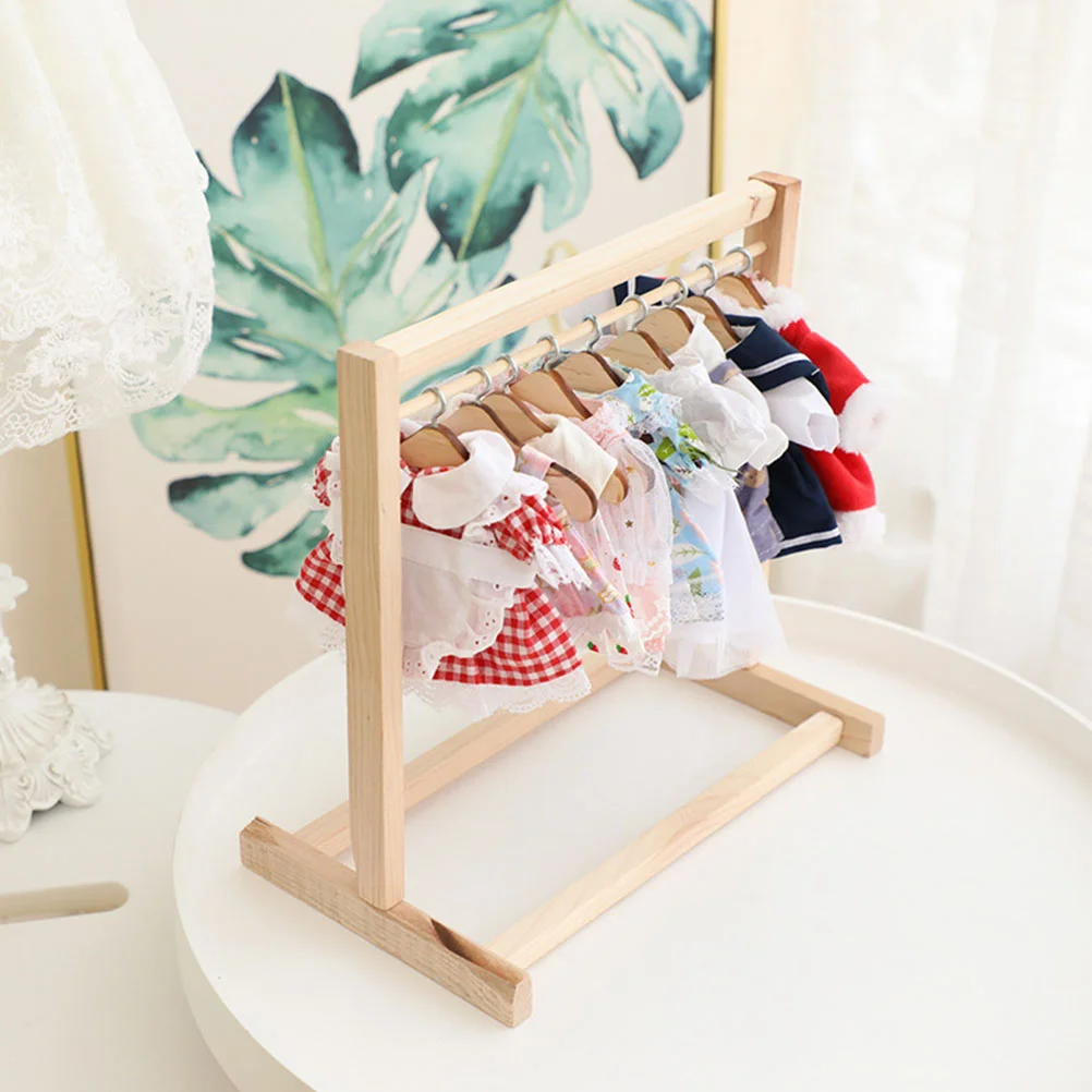 Wooden Hanger Coat Hangers Accessories Miniature Clothing Clothes Metal and Rack Closet