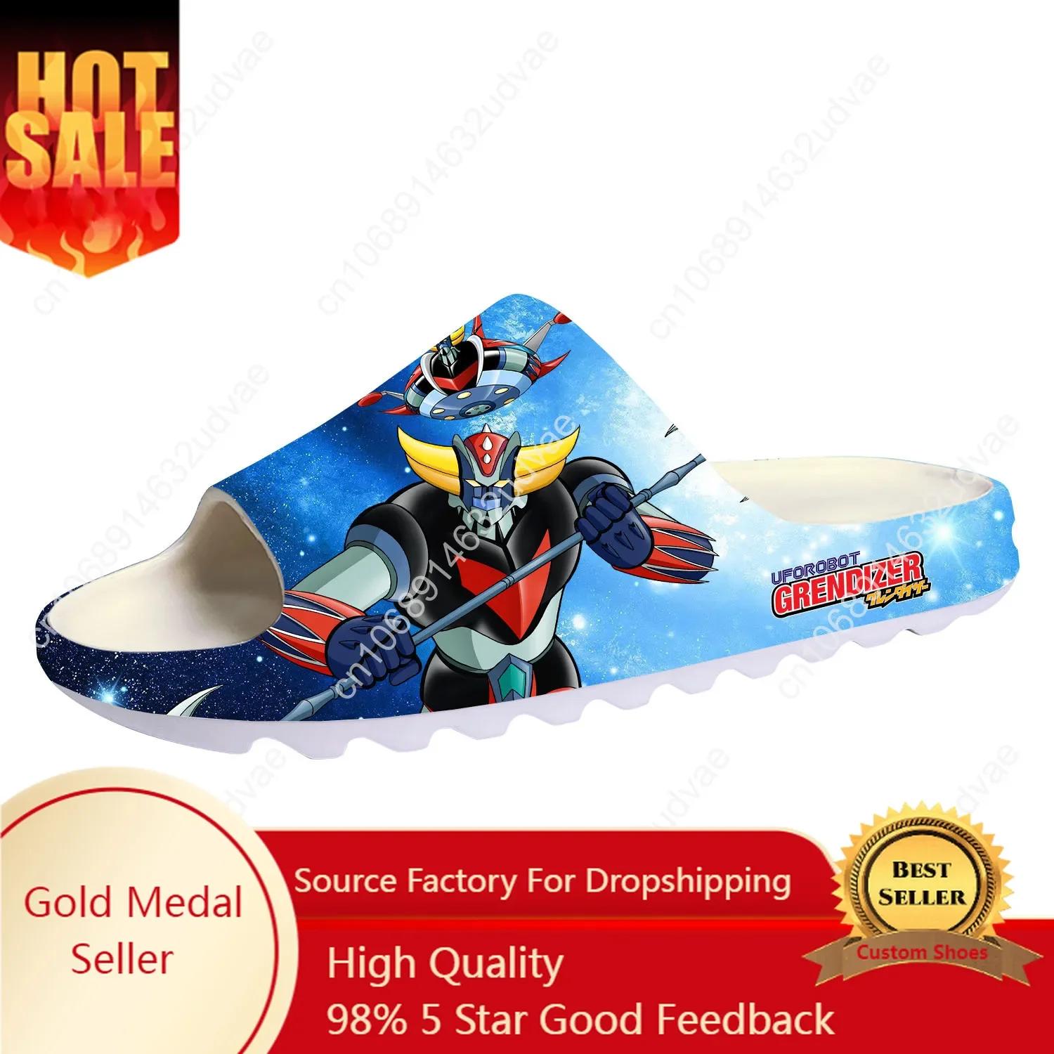 

UFO Robot Grendizer Cartoon Anime Soft Sole Sllipers Home Clogs Customized Water Shoes Men Women Teenager Step on Shit Sandals