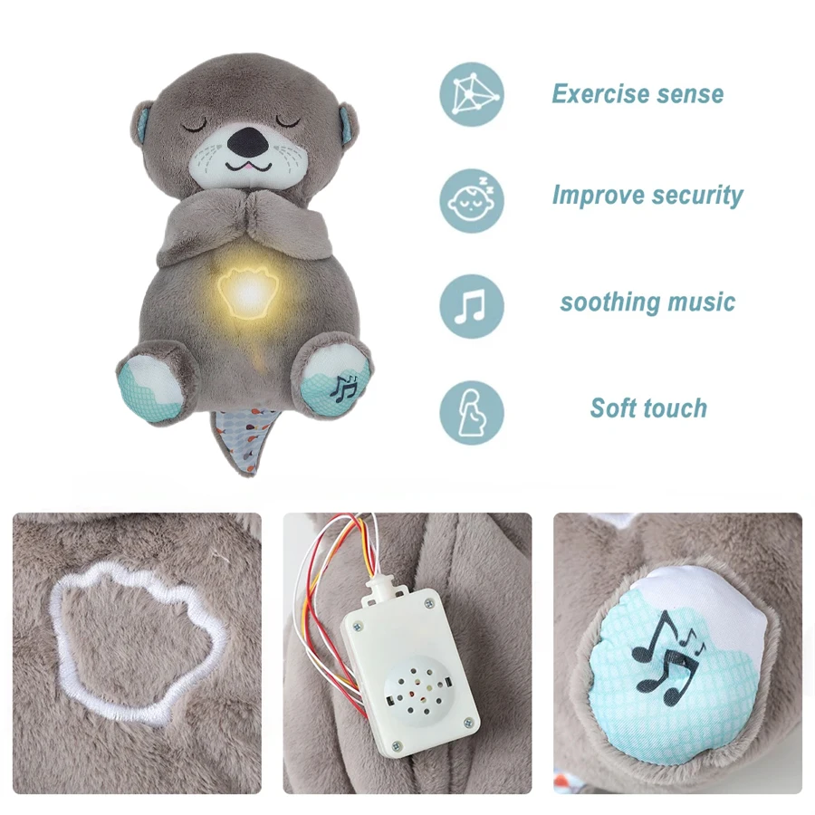 The breathing bear plush toy can light up and breathe and has soothing music to help you sleep, suitable for Christmas gifts.