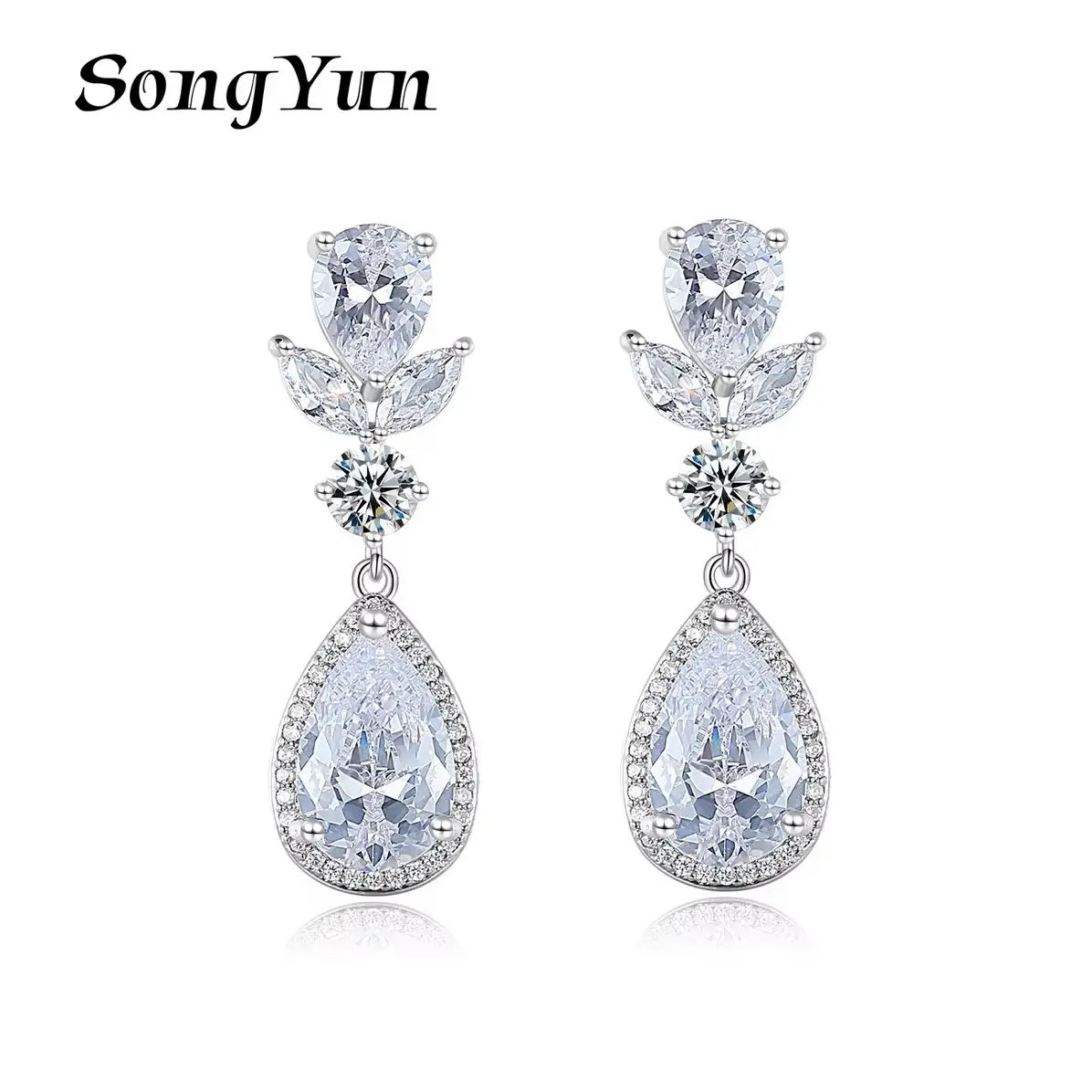 

SYYG Jewelry MHT Quality Brass Stud Earrings Dangle CZ 7A Zircon Classic Gift Her Women Earring Jewelry