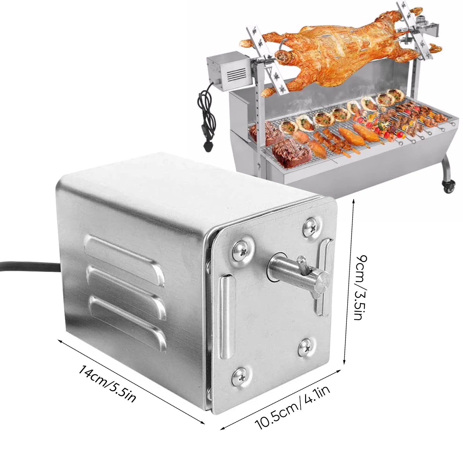 BBQ Roaster Automatic Rotating Electric Motor Grill Goat Pig Chicken Spit Rotisserie Barbecue Accessories Stainless Steel