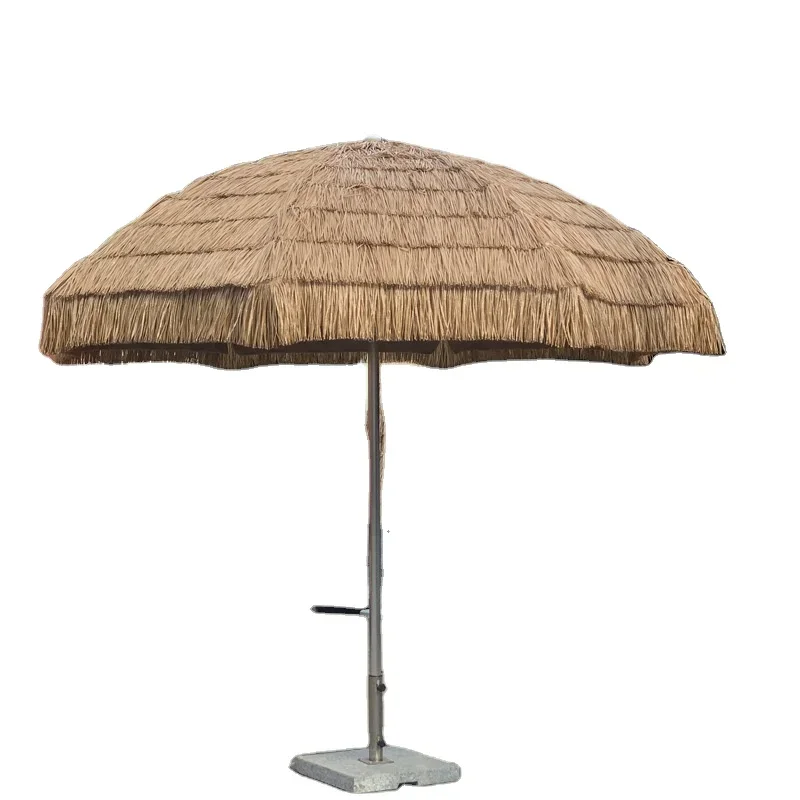 Outdoor Simulated Thatched Umbrella Beach Center Pillar Courtyard Sun Straw Mushroom Rainproof Decorative Umbrella