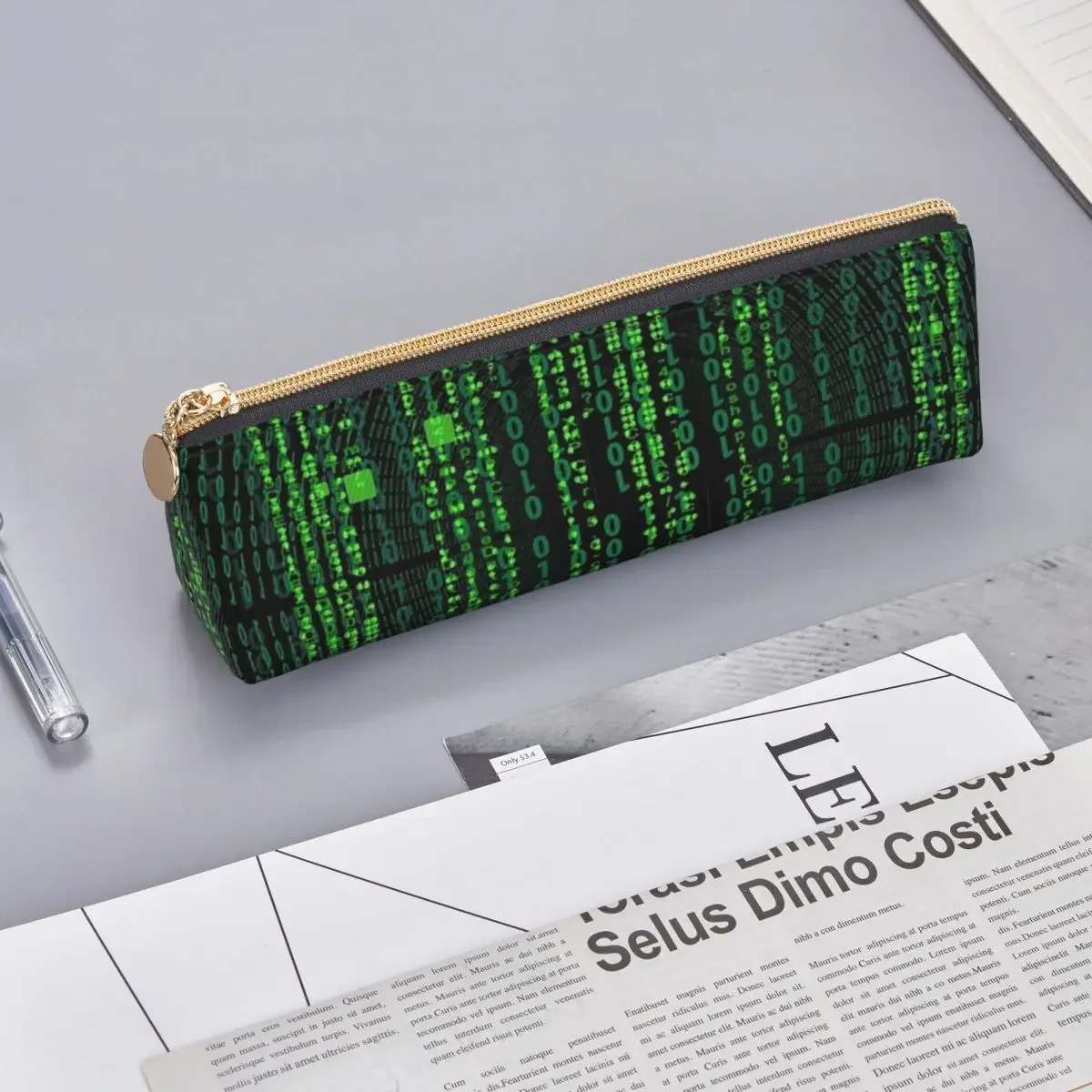 Matrix Original Green Design Pencil Case for Boys Girls Gifts Pen Box Pencil Bag Stationery Supplies Pen Holder Bag