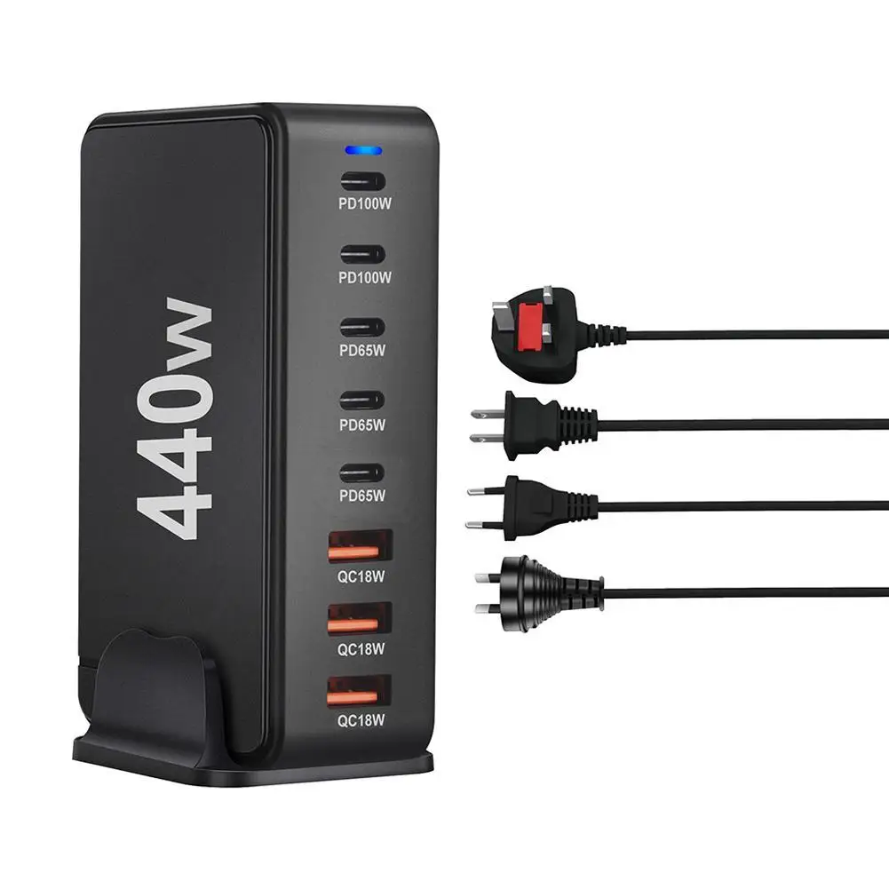 

440W GAN USB TypeC Multi-port Desktop Travel Charger Adapter PD Charger Office Home Charger For US EU UK AU Plug