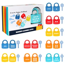 10PCS Kids Alphabet Lock Key Toy Set Car Locks Montessori Educational Number Matching Homeschool Math Toys Baby Word Cognition