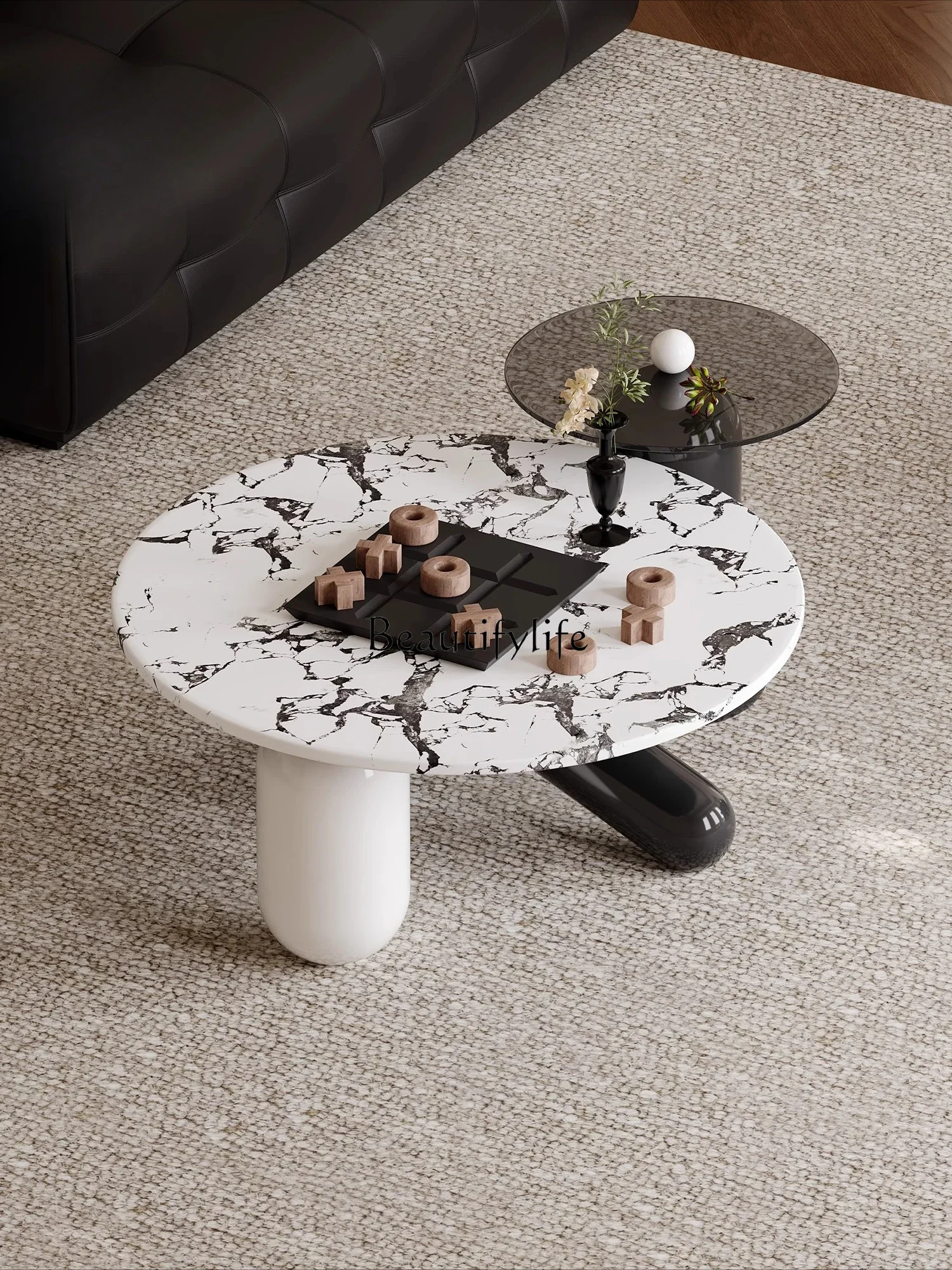 

ls 51 New coffee table living room home Italian minimalist designer creative high-end luxury stone round tea table