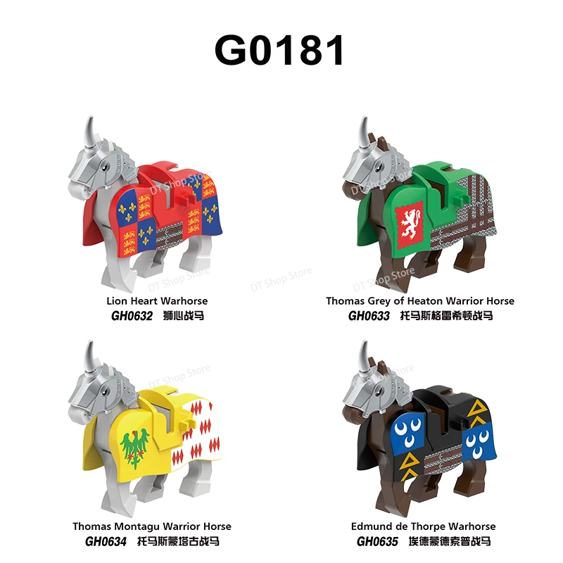 Medieval Military Knights War Horse Soldier Action Figures Assemble Building Blocks Bricks Dolls Boy Toy Gift G0181 XG9008