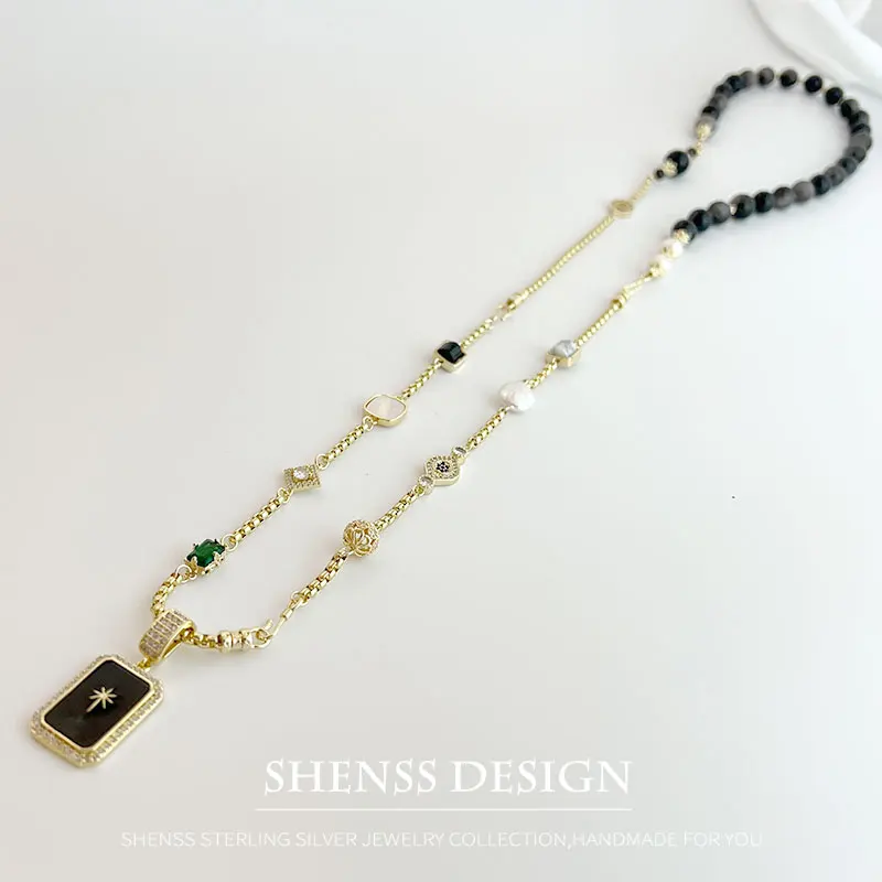 Exclusive Obsidian Spliceable Necklace Bracelet Set with 5 Ways to Wear