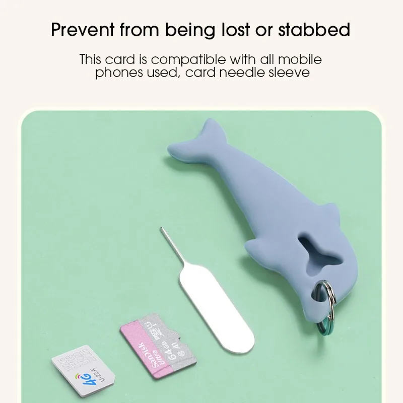 2 in 1 Anti-Lost SIM Card Ejection Pin with Loss-proof Keyring for Mobile Phones Universal SIM Card Remover Creative Fish Shape