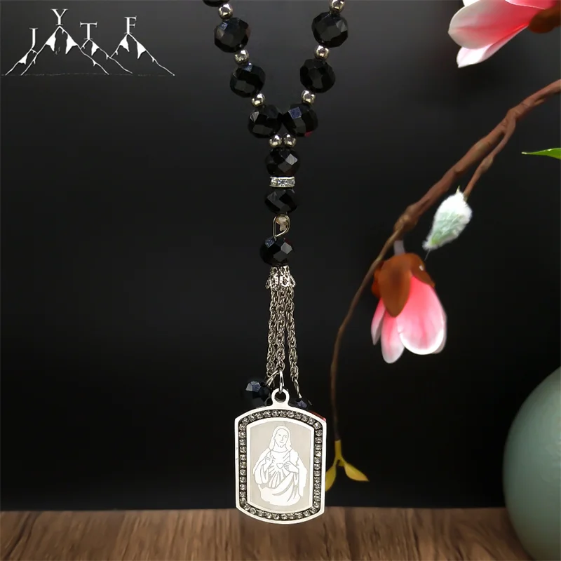 

Fashion Cross Car Pendants Stainless Steel Gold Color Crystal Chain Jesus Cross Pendant Jewelry For Men Women Car accessories