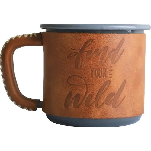 Nurgaz Campout Leather Coated Enamel Mug Gray