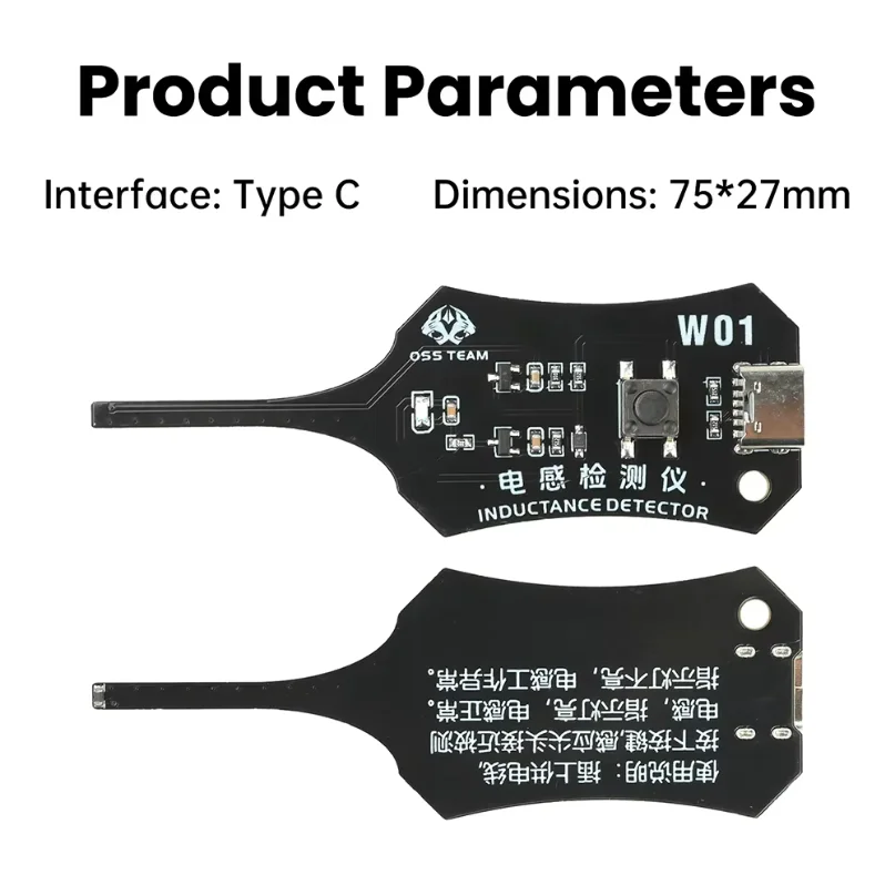 W01 Type C Inductance Tester Mainboard Coil Tester Inductance Detector Electromagnetic Induction Quick Fault Check Repair Tool