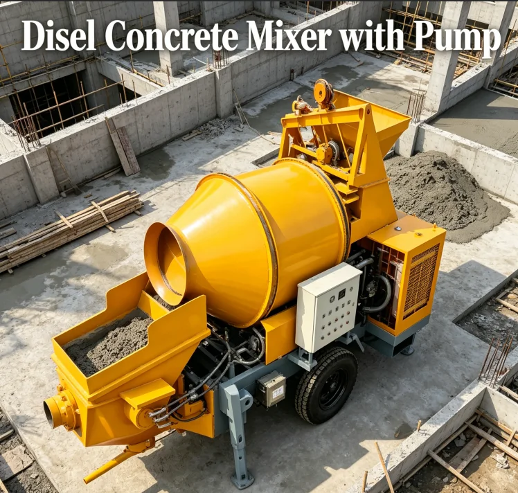 All Terrain Applicable Concrete Mixing and Pumping Machine Integrated Drum Mixer Pump for Building Sites
