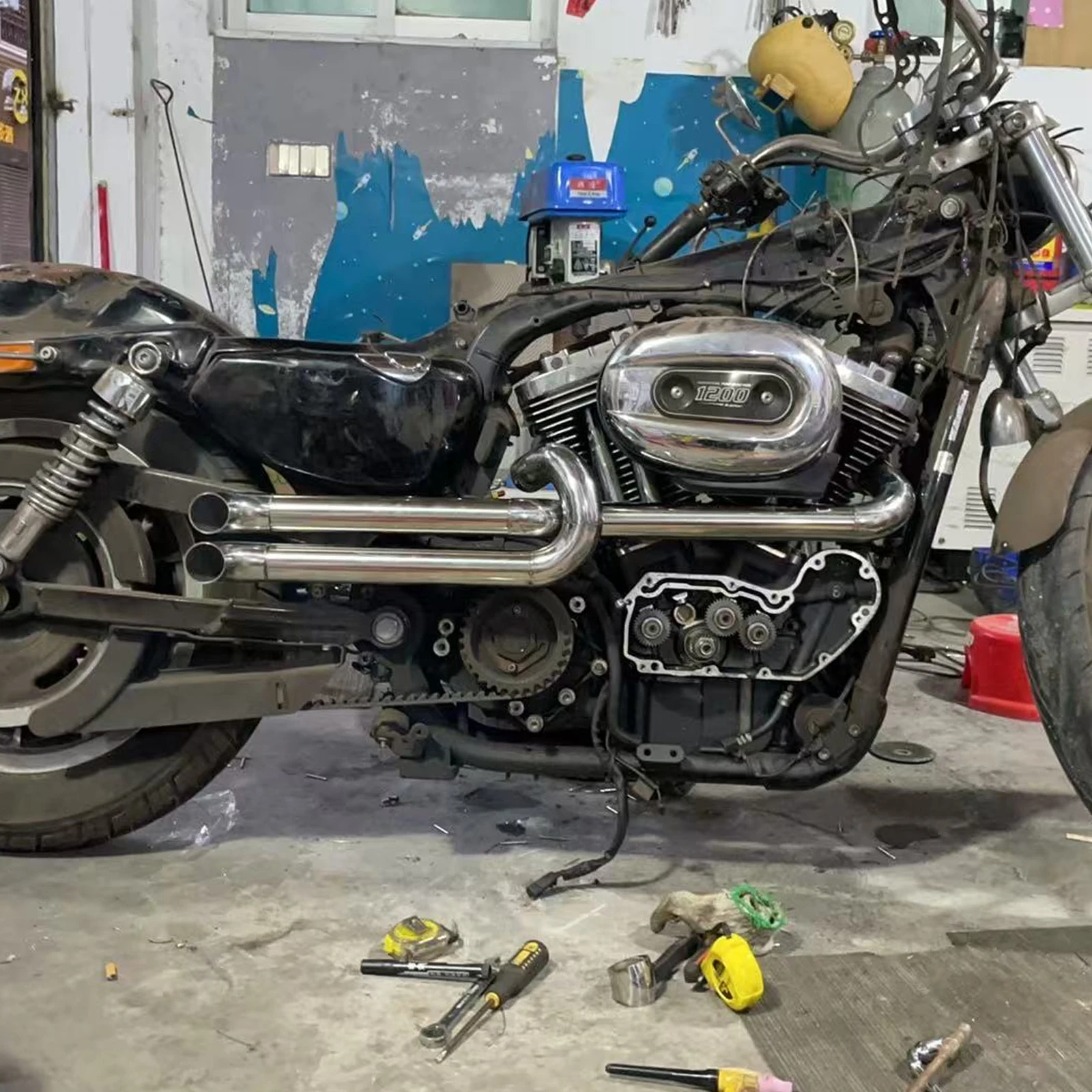 Motorcycle Exhaust System High Pipe/Bobber Style Exhaust Pipe For Harley Sportster XL883 Iron 1200 Nightster Roadster 2004-2022