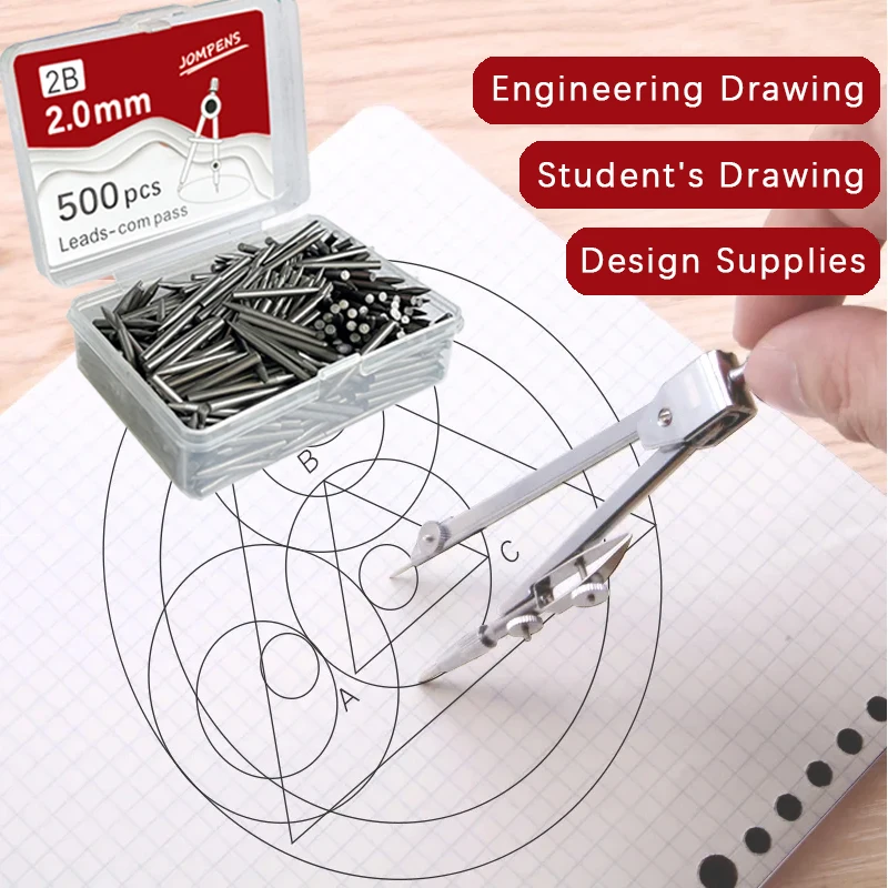 2mm Pencil Lead Circular Gauge Set Lead Core Art Drawing Circular Gauge Replaceable Refills Students Office Stationery