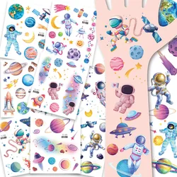 12 Sheets Glitter Galaxy Outer Space Astronaut Theme Temporary Tattoos for Kids Birthday Party Favors Baby Shower Pinata Fillers