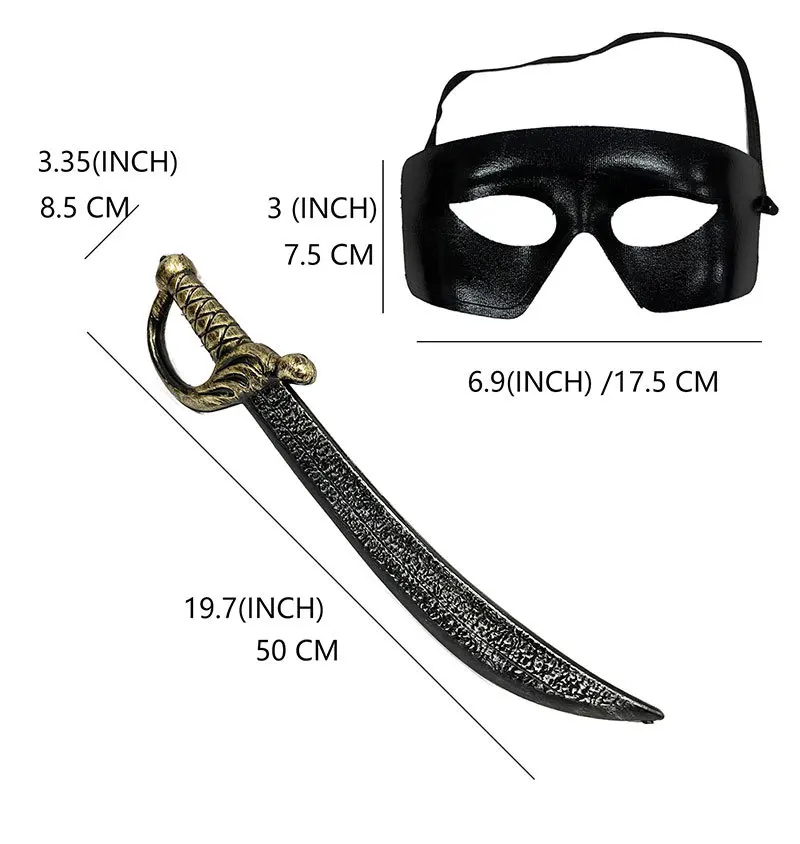 Zwart Samurai Zwaard Heren Zwart Half Gezichtsmasker Ooglapje Prestaties Aankleden Plastic Speelgoed Zwaard Partij Cosplay Props Kindercadeau