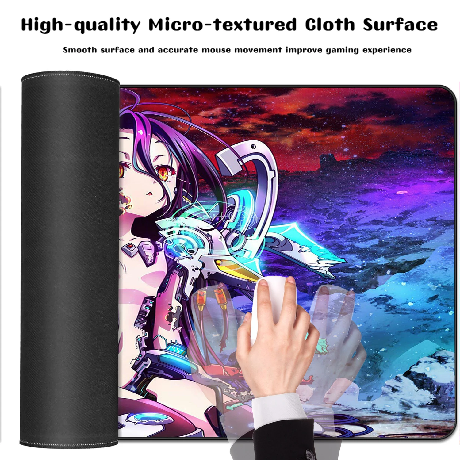 Alas Mouse Besar Anime Jepang Alas Meja Gadis Kawaii No Game Life Alas Karet Anti Selip Alas Mouse Keyboard Komputer Besar