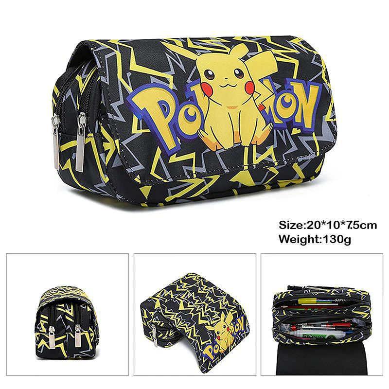 Pokemon Pencil Case Medium Small Student Pencilcase Nylon Material Pokémon Learn Stationery Pikachu Kids Cartoon Gifts Anime Toy