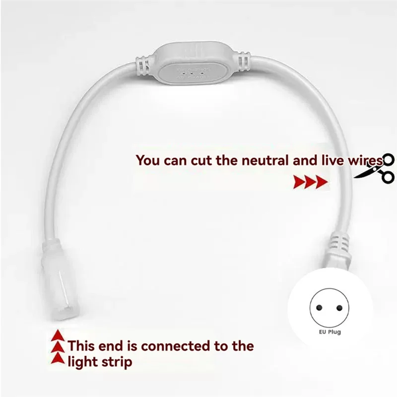 ABJI-COB Flexibler Lichtstreifen, 5 m, superhelle LED, 220 V, selbstklebende lineare Beleuchtung für den Außenbereich, 240 Lichter/Meter, EU-Stecker