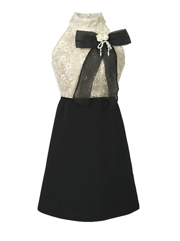 Vestido corto de noche de verano para Mujer, elegante, de lujo, elegante, agradable arco, sin mangas, ajustado, Mini Vestido acampanado para fiesta de graduación y cumpleaños