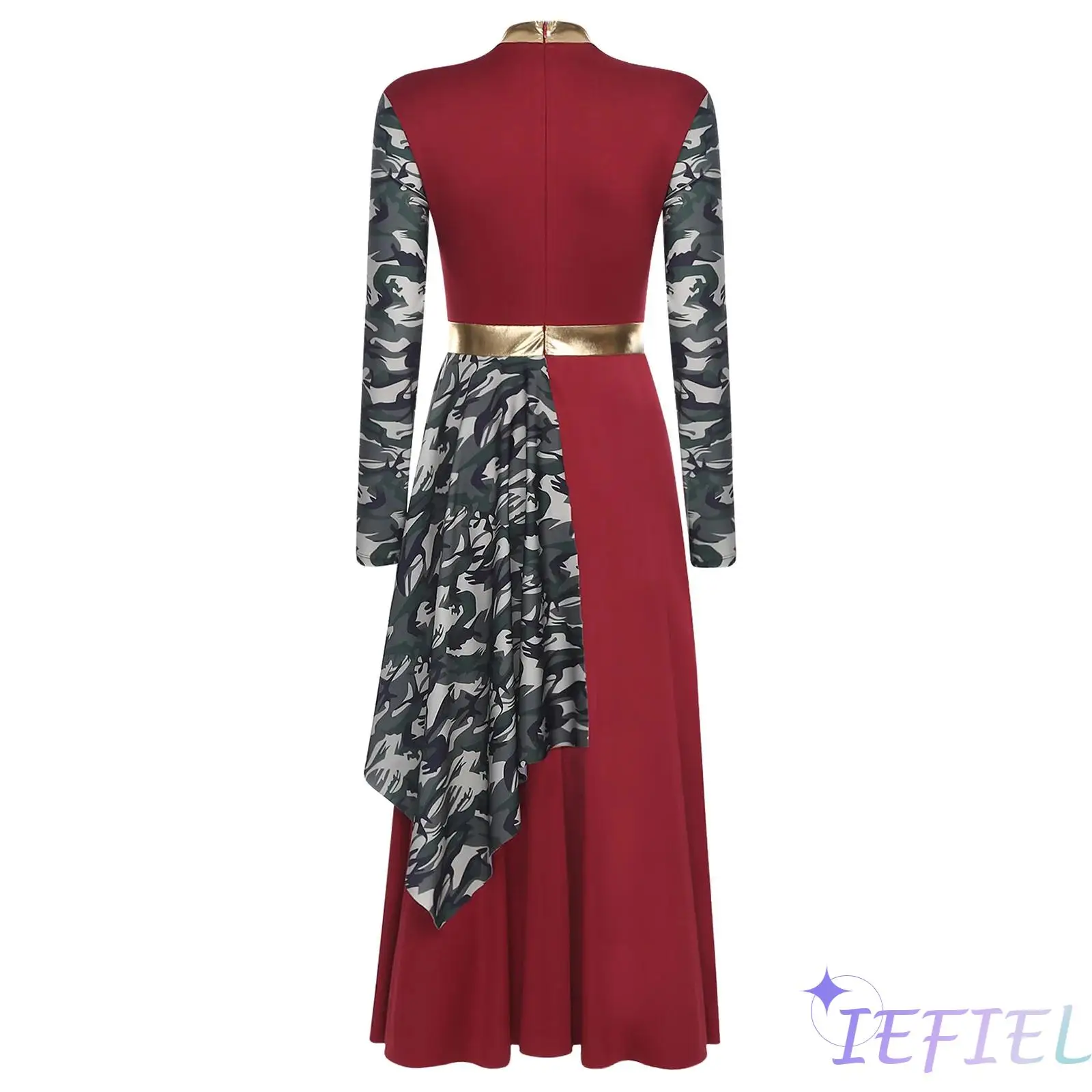 

Womens Lyric Dance Dress Praise Worship Dance Dress Tunic Long Sleeve High Waist Asymmetrical Dress Jazz Performance Costume