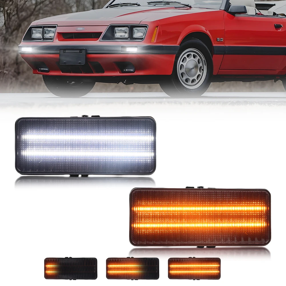 

2Pcs Front Bumper Parking Light Turn Signal Light DRL Light With LED For 1979 1980 1981 1982 1983 1984 19851986 Ford Mustang