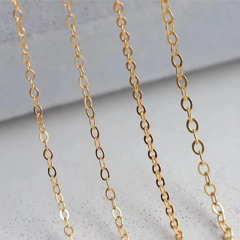

USA 14K Gold Filled flat o chain flash O chain has bright gold loose chain DIY bracelet necklace material
