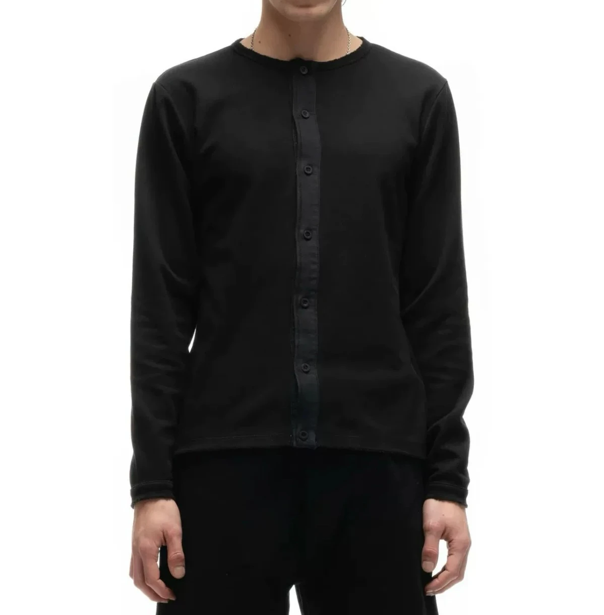 No faith studios spring and summer Japanese-style placket button-down cardigan simple basic black backing long-sleeved T-shirt