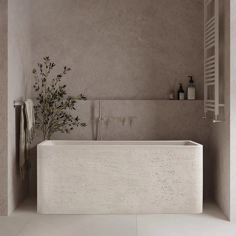 

Кремовый ветер, раковина для ванны в отеле, интегрированная независимая творческая личность, художественная травертин, квадратная ванна