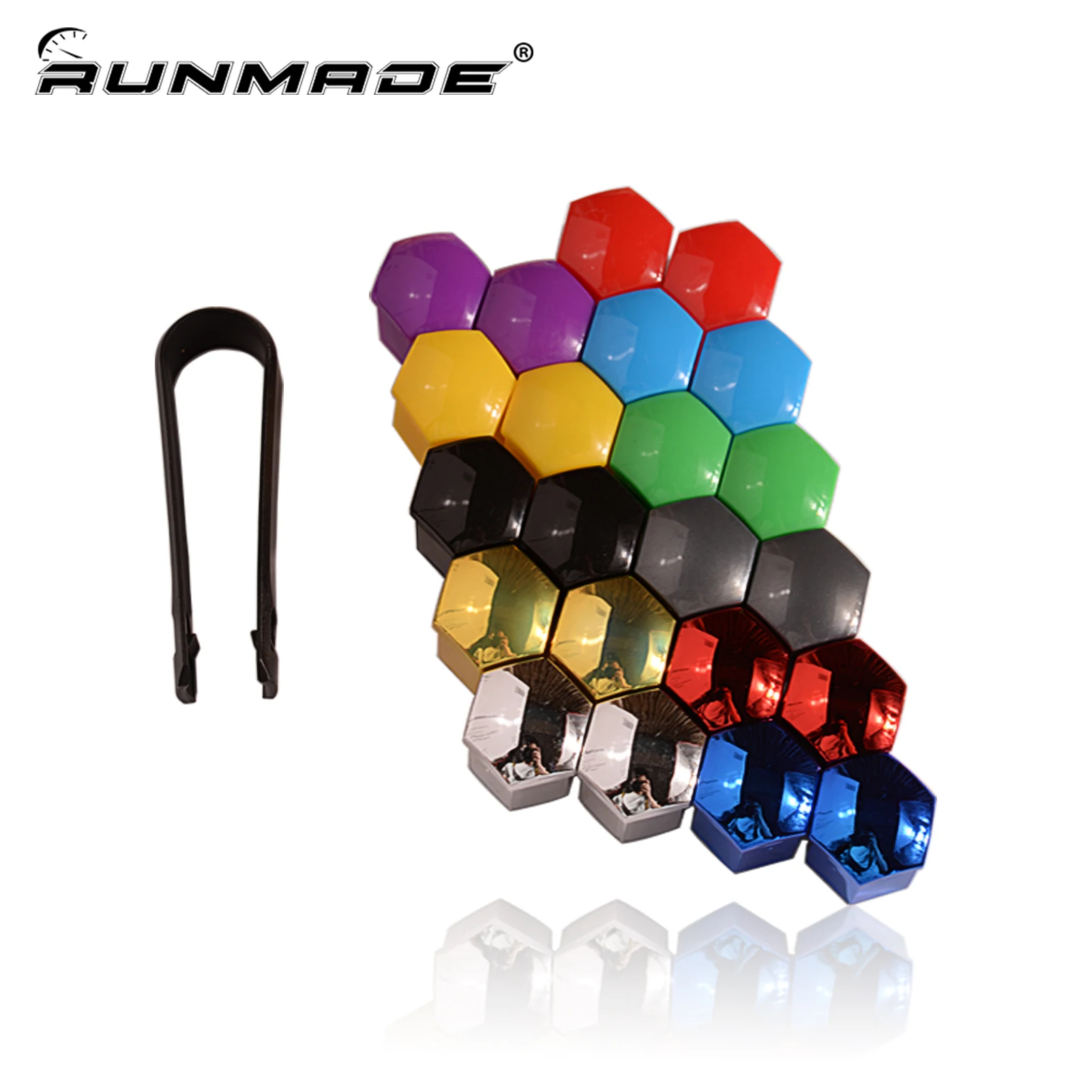 Runmade 20pcs Car Wheel Nut Caps, Hexagon Anti-Rust Protection Cover, 17mm 19mm 21mm Hub Nut Decoration Accessories for Most Car