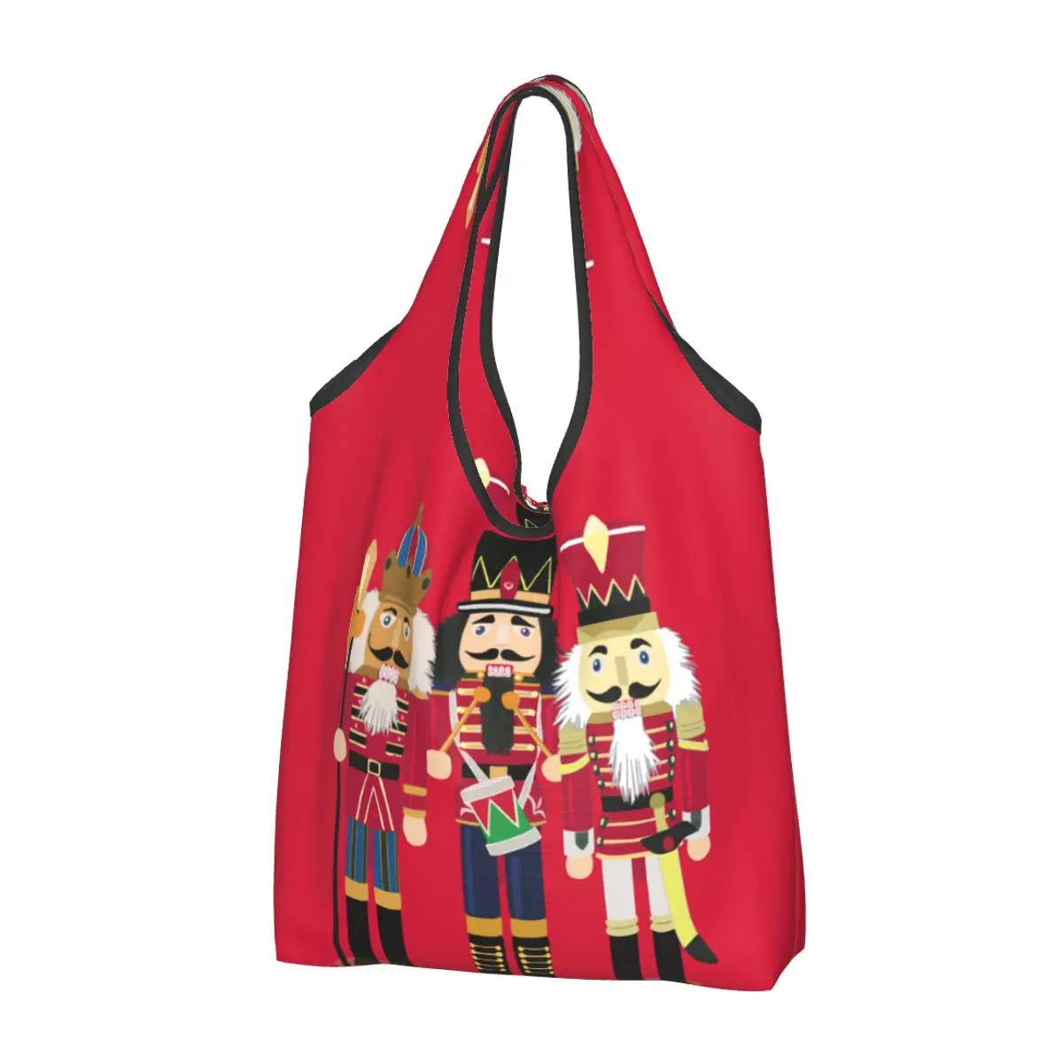 

Reusable Nutcracker Soldier Toy Christmas Gift Shopping Bag Women Tote Bag Portable Grocery Shopper Bags