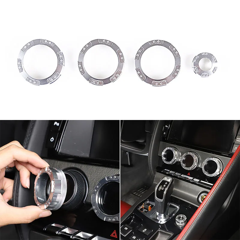 Unique Mecha Aluminum Alloy AC Air Conditioner Switch Volume Knob Button Ring Trim Cover For Jaguar F-Type 2013-2022 Accessories