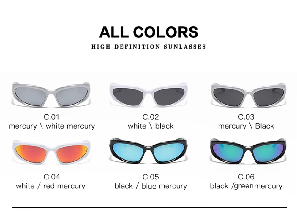 VIVIBEE Y2K Sonnenbrille für Damen, Steampunk-Spiegelgläser, Weiß, Sport-Schutzbrille, UV400, Punk-Sonnenbrille, Trendprodukt 2026 – Detail 10